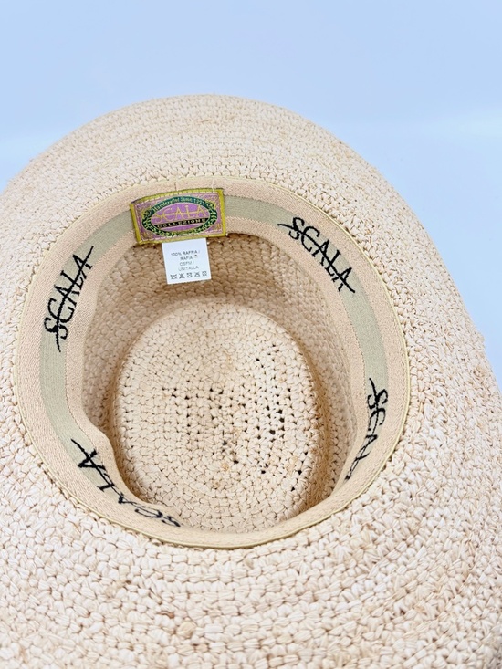Scala Manarola OS Wide Brim Raffia Straw Hat With Cream Band main image 4